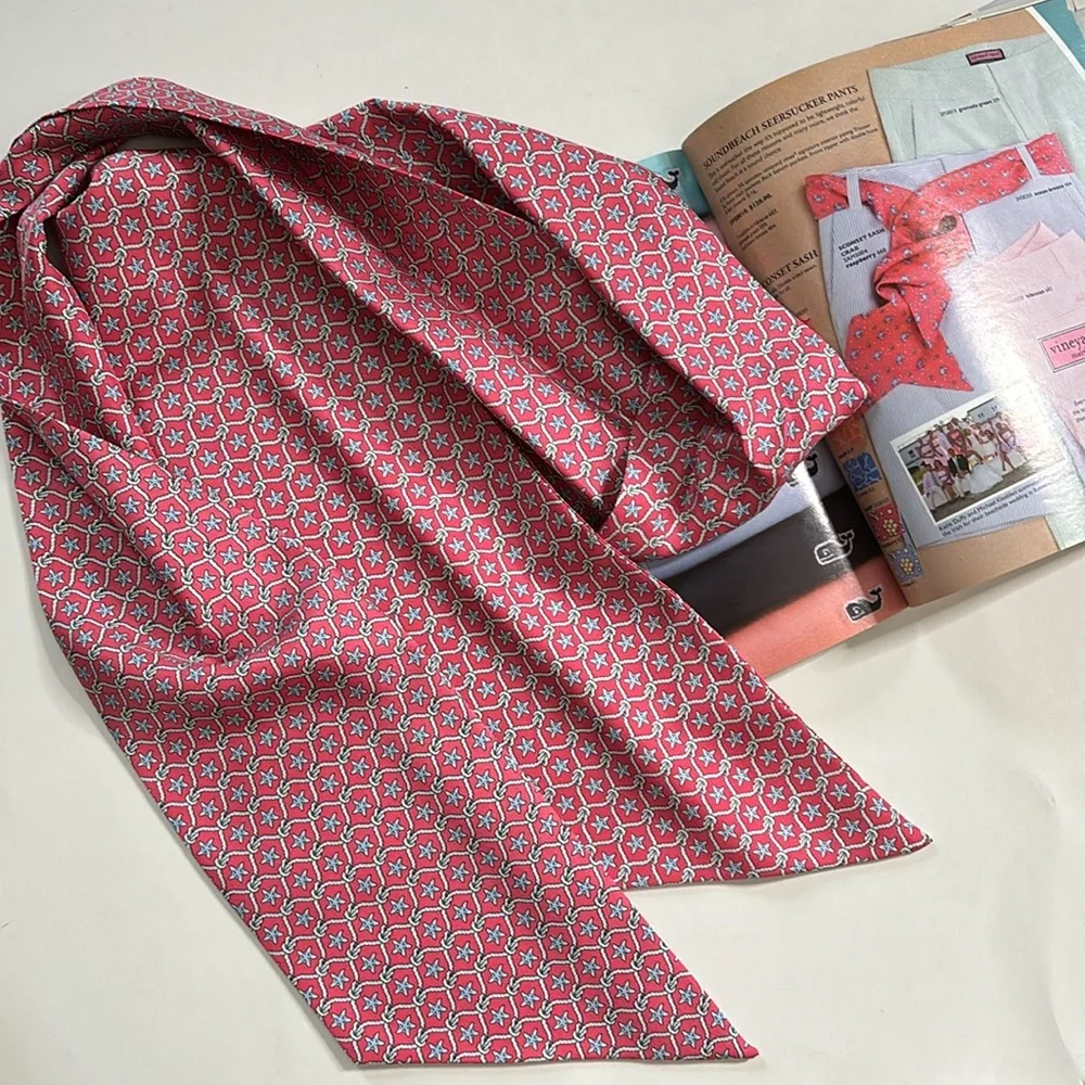 VINEYARD VINES silk pink belt scarf sash sea star print design